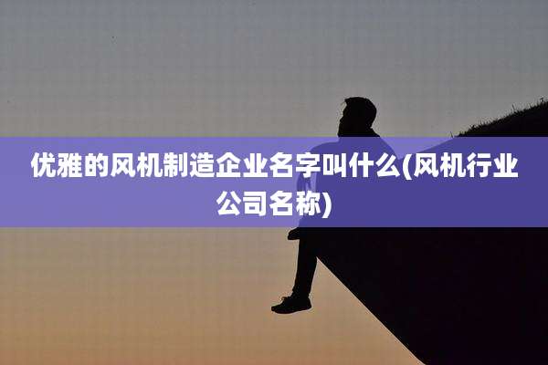 优雅的风机制造企业名字叫什么(风机行业公司名称)