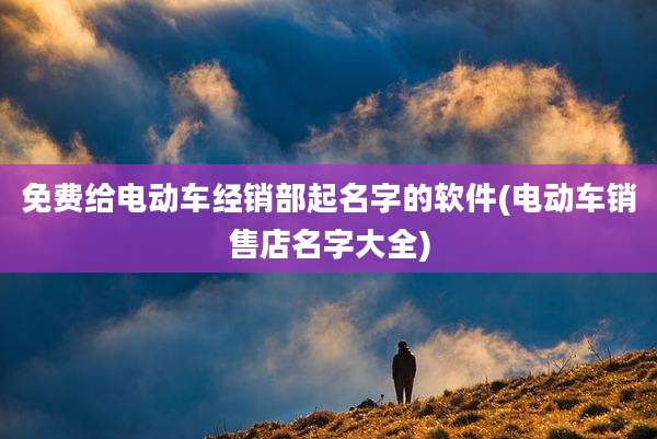 免费给电动车经销部起名字的软件(电动车销售店名字大全)