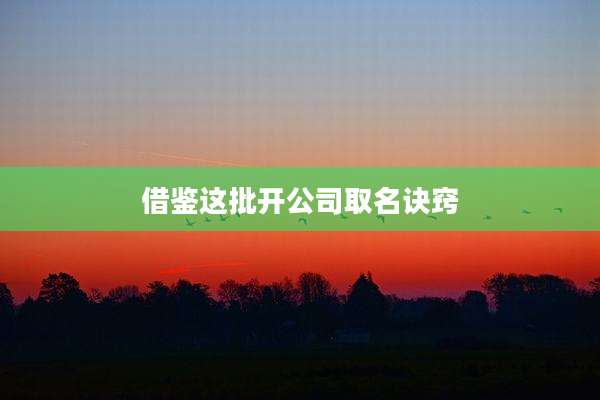借鉴这批开公司取名诀窍