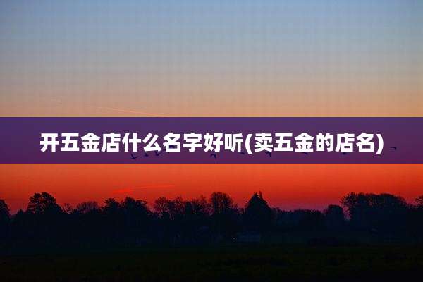 开五金店什么名字好听(卖五金的店名)