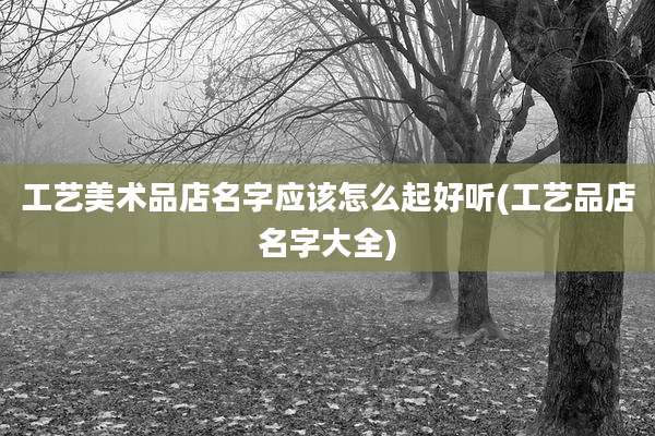工艺美术品店名字应该怎么起好听(工艺品店名字大全)