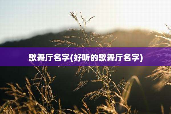 歌舞厅名字(好听的歌舞厅名字)