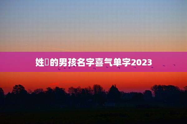 姓冮的男孩名字喜气单字2023