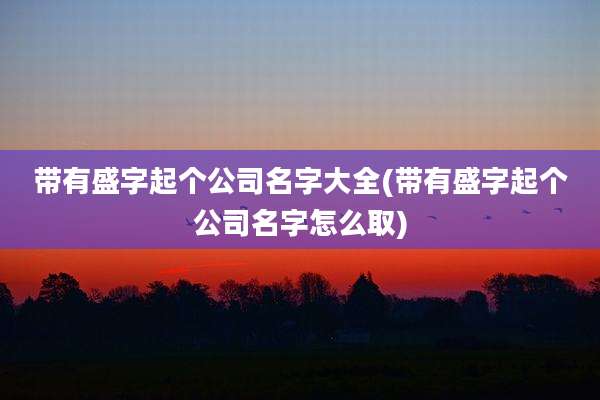 带有盛字起个公司名字大全(带有盛字起个公司名字怎么取)