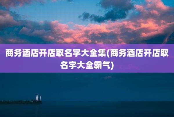 商务酒店开店取名字大全集(商务酒店开店取名字大全霸气)