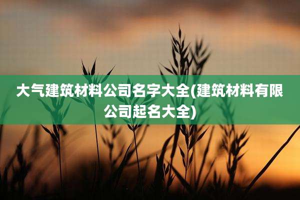 大气建筑材料公司名字大全(建筑材料有限公司起名大全)