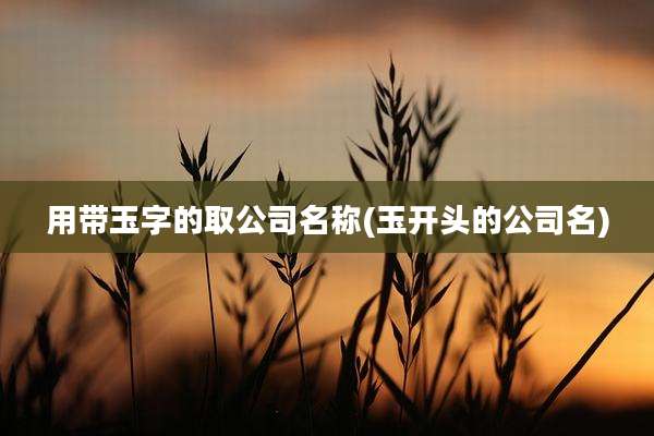 用带玉字的取公司名称(玉开头的公司名)