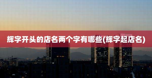 辉字开头的店名两个字有哪些(辉字起店名)
