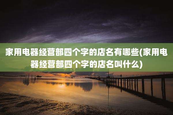 家用电器经营部四个字的店名有哪些(家用电器经营部四个字的店名叫什么)