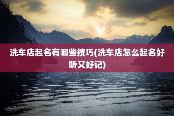 洗车店起名有哪些技巧(洗车店怎么起名好听又好记)