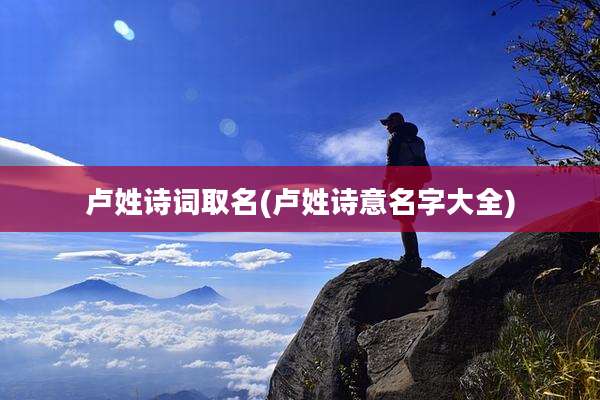 卢姓诗词取名(卢姓诗意名字大全)