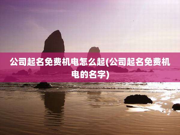 公司起名免费机电怎么起(公司起名免费机电的名字)