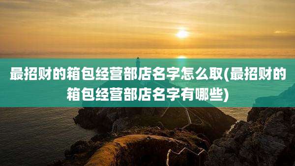 最招财的箱包经营部店名字怎么取(最招财的箱包经营部店名字有哪些)