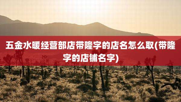 五金水暖经营部店带隆字的店名怎么取(带隆字的店铺名字)