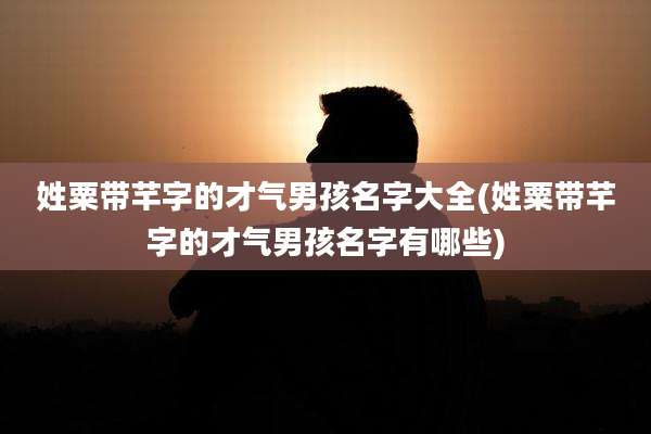 姓粟带芊字的才气男孩名字大全(姓粟带芊字的才气男孩名字有哪些)