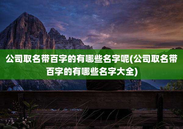 公司取名带百字的有哪些名字呢(公司取名带百字的有哪些名字大全)