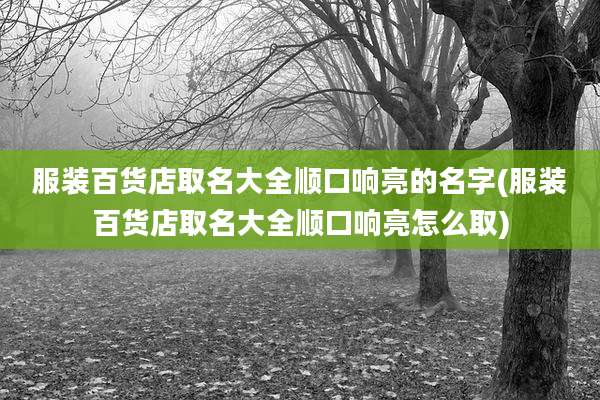 服装百货店取名大全顺口响亮的名字(服装百货店取名大全顺口响亮怎么取)
