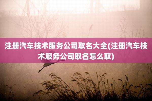 注册汽车技术服务公司取名大全(注册汽车技术服务公司取名怎么取)