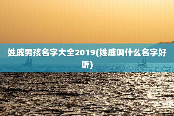 姓戚男孩名字大全2019(姓戚叫什么名字好听)