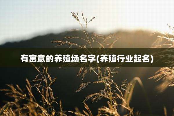 有寓意的养殖场名字(养殖行业起名)