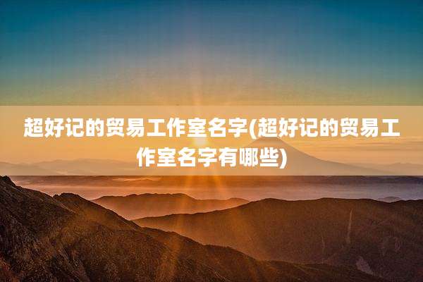 超好记的贸易工作室名字(超好记的贸易工作室名字有哪些)