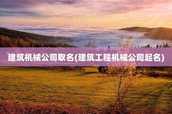 建筑机械公司取名(建筑工程机械公司起名)