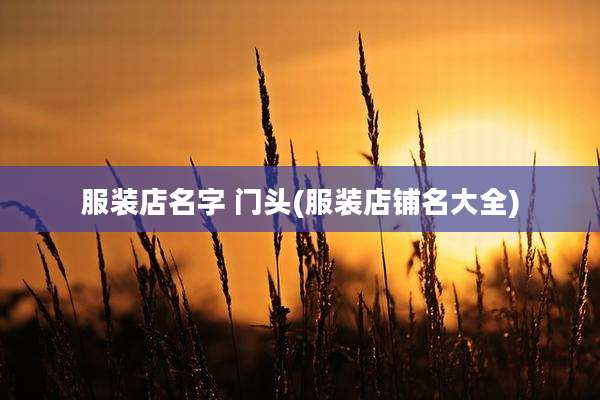 服装店名字 门头(服装店铺名大全)