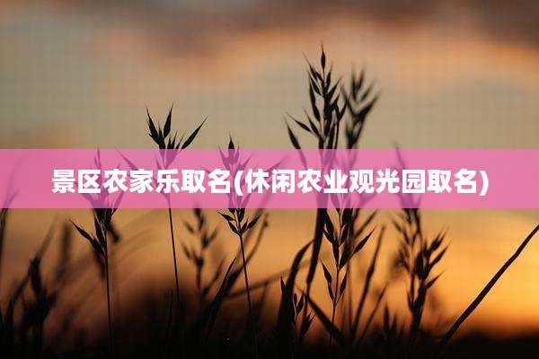 景区农家乐取名(休闲农业观光园取名)