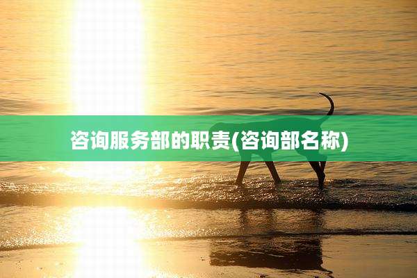 咨询服务部的职责(咨询部名称)
