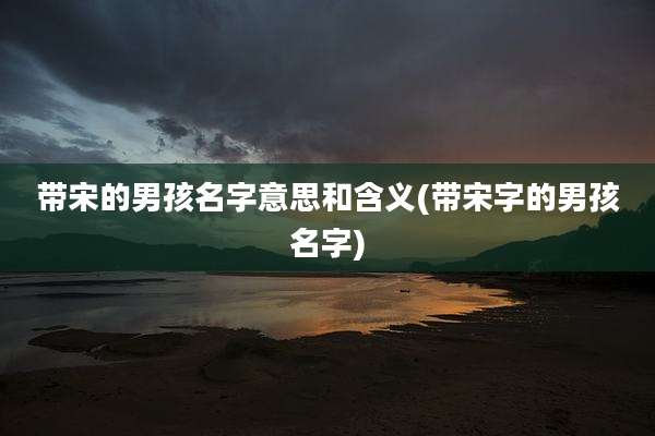 带宋的男孩名字意思和含义(带宋字的男孩名字)