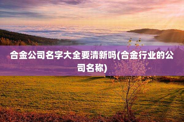 合金公司名字大全要清新吗(合金行业的公司名称)