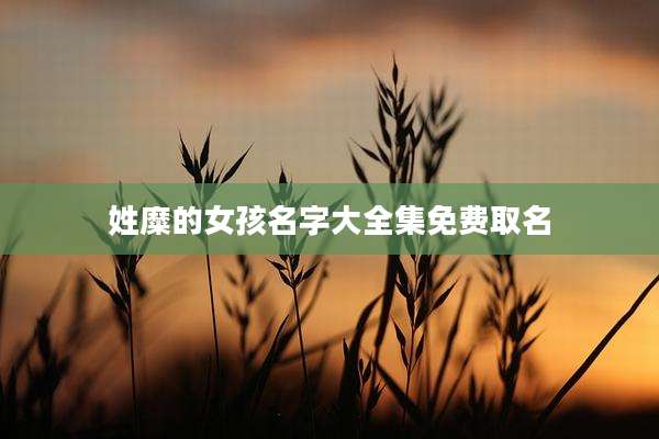 姓糜的女孩名字大全集免费取名