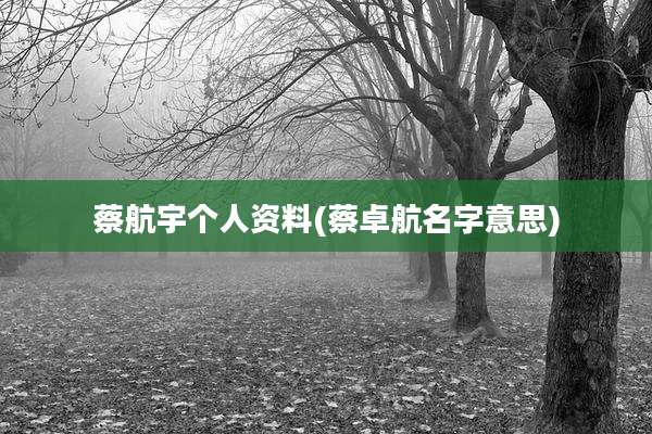 蔡航宇个人资料(蔡卓航名字意思)
