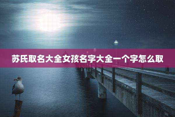 苏氏取名大全女孩名字大全一个字怎么取
