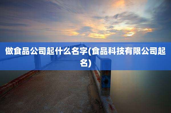 做食品公司起什么名字(食品科技有限公司起名)