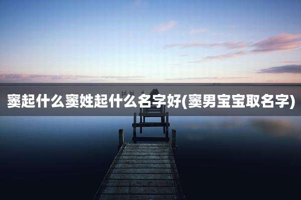 窦起什么窦姓起什么名字好(窦男宝宝取名字)