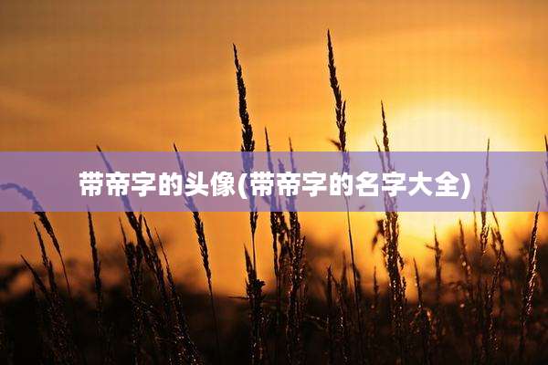 带帝字的头像(带帝字的名字大全)