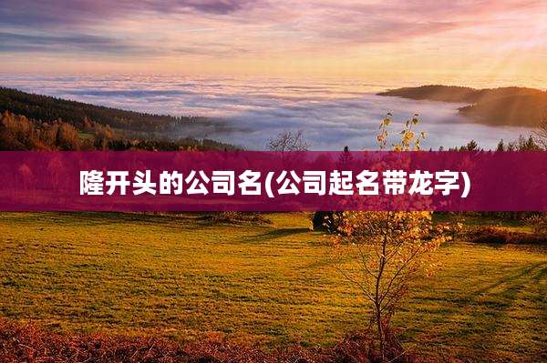 隆开头的公司名(公司起名带龙字)