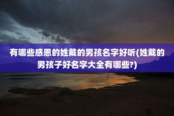 有哪些感恩的姓戴的男孩名字好听(姓戴的男孩子好名字大全有哪些?)