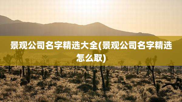 景观公司名字精选大全(景观公司名字精选怎么取)