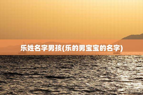 乐姓名字男孩(乐的男宝宝的名字)
