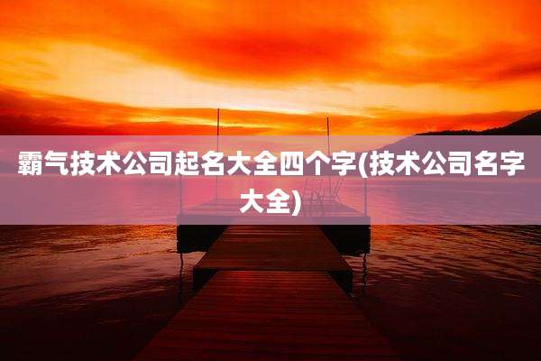 霸气技术公司起名大全四个字(技术公司名字大全)
