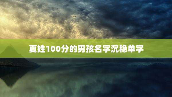 夏姓100分的男孩名字沉稳单字