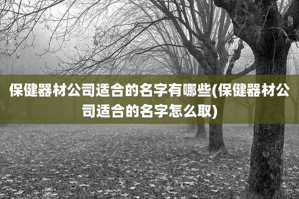 保健器材公司适合的名字有哪些(保健器材公司适合的名字怎么取)