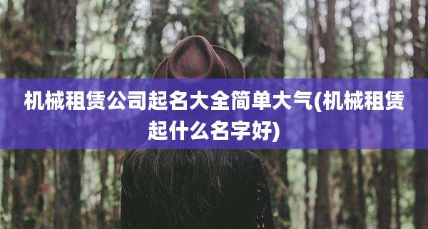 机械租赁公司起名大全简单大气(机械租赁起什么名字好)