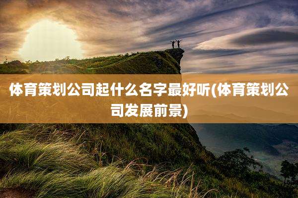 体育策划公司起什么名字最好听(体育策划公司发展前景)