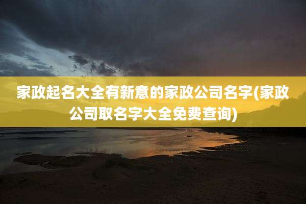 家政起名大全有新意的家政公司名字(家政公司取名字大全免费查询)