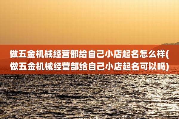 做五金机械经营部给自己小店起名怎么样(做五金机械经营部给自己小店起名可以吗)