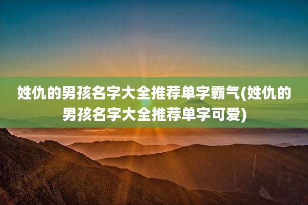 姓仇的男孩名字大全推荐单字霸气(姓仇的男孩名字大全推荐单字可爱)