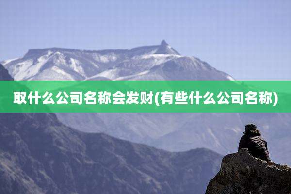 取什么公司名称会发财(有些什么公司名称)